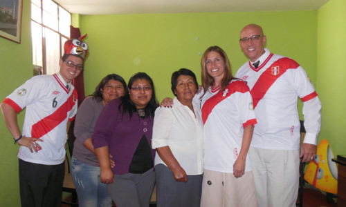 Missionary visiting people from his mission.